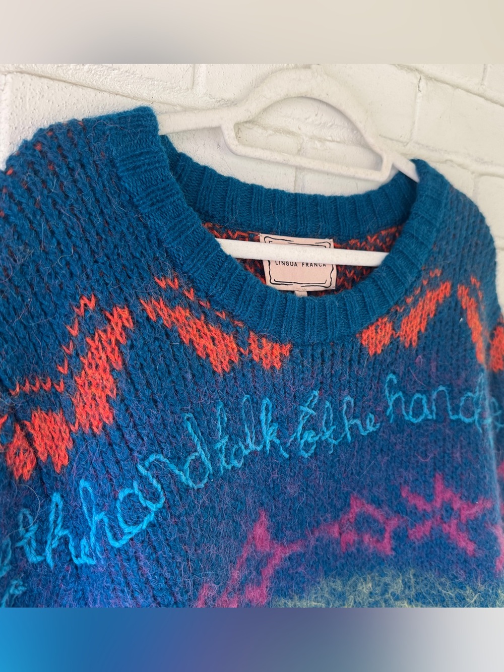 LINGUA FRANCA Luxury Embroidered Alpaca Wool Sweater • Womens LARGE • US 8 • NWT - Picture 9 of 13